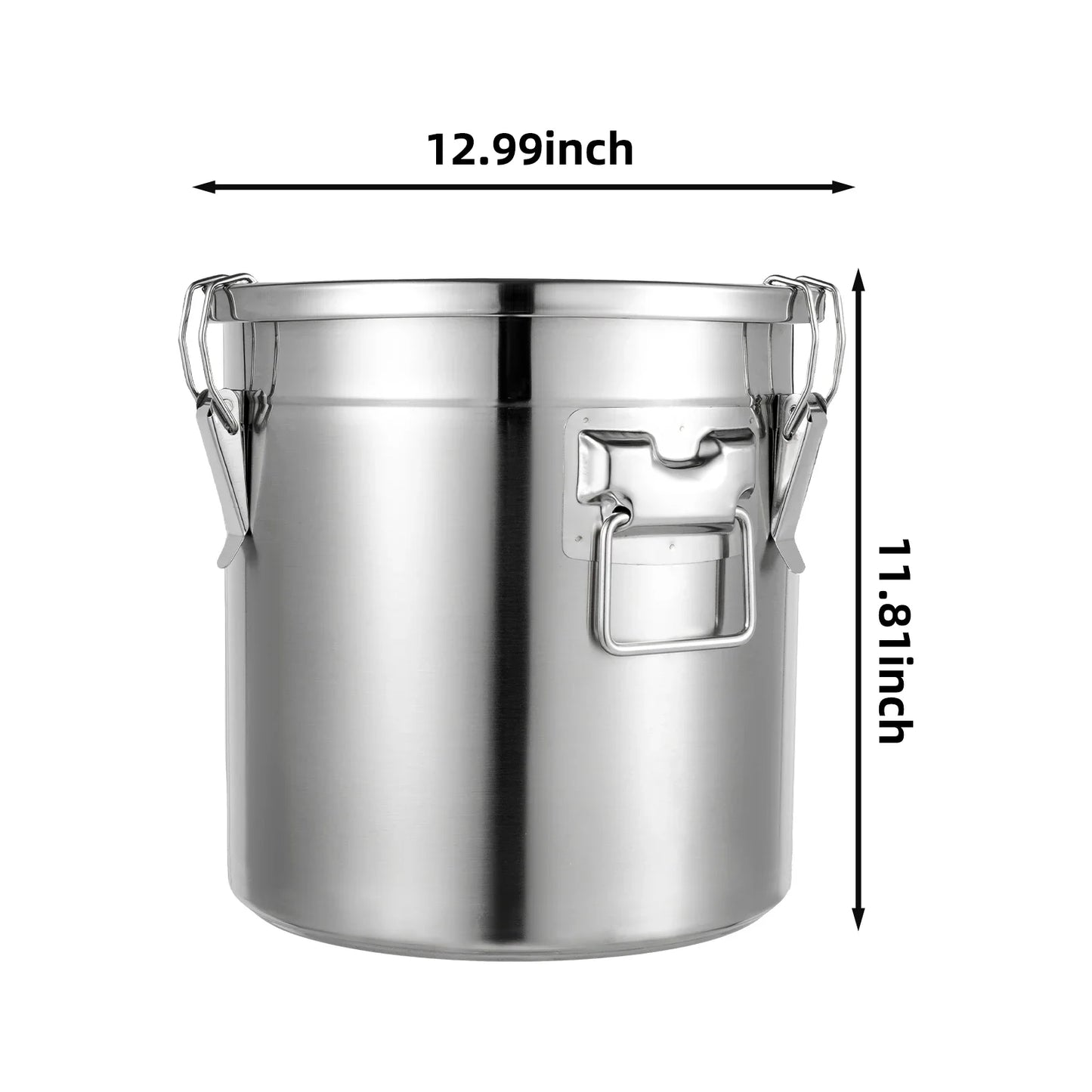 33L/22L Stainless Steel Rice Storage Container 3-Lock Sealing Rice Bin Food Grade Airtight Kitchen Bucket for Rice/Flour