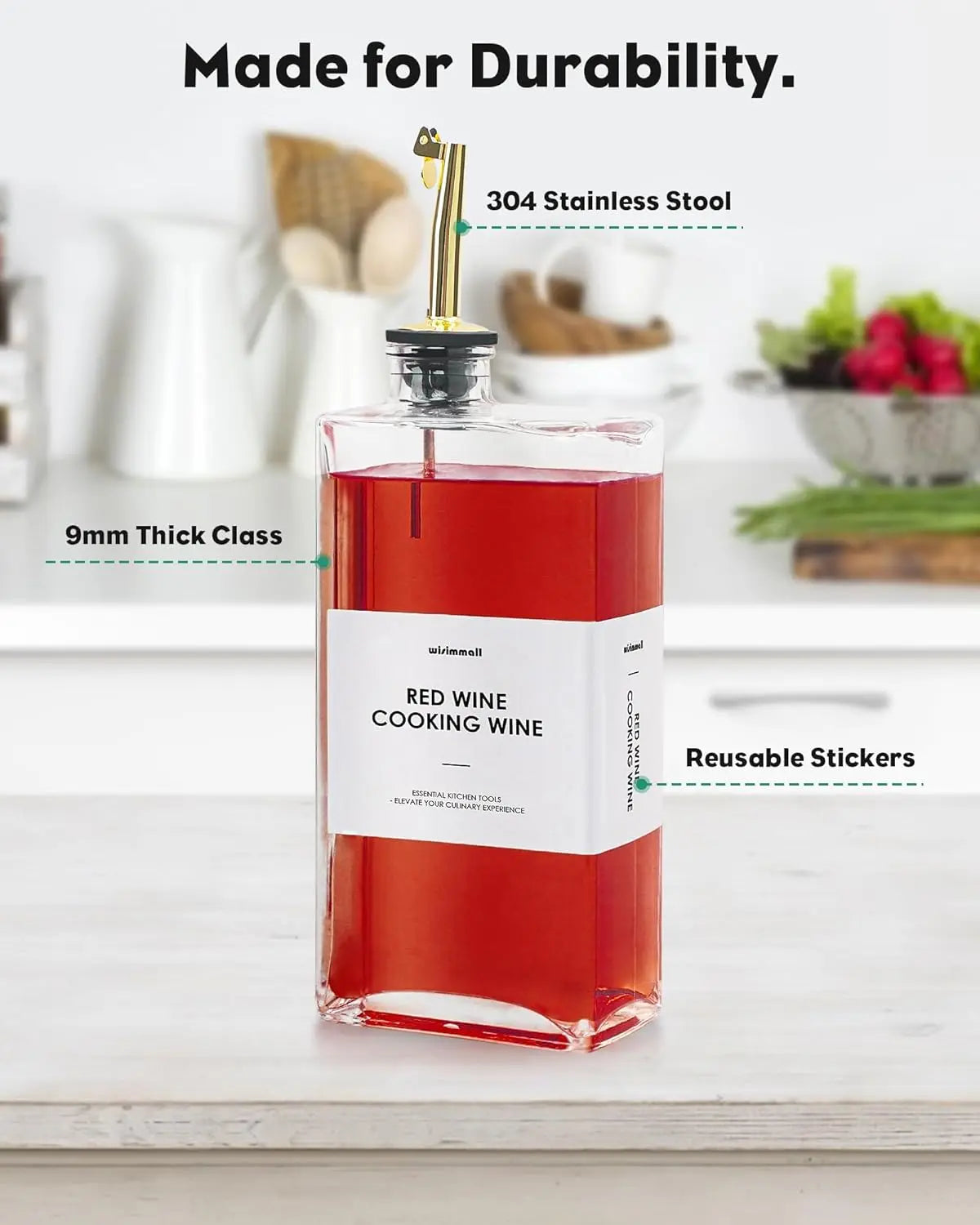 Feature Olive Oil Dispenser Glass Bottle For Kitchen Eco Friendly Easy Pouring Premium