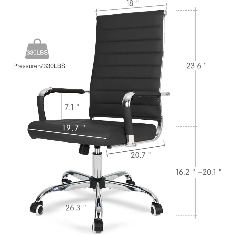 Home Office Chair Ribbed Leather ErgonomicallyDesigned Executive Desk Chair ProlongedUse