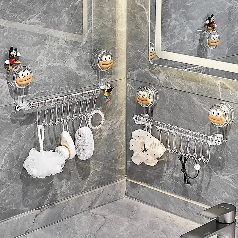 Big Red House Wall-Mounted Non-Perforated Towel-Bar Bathroom Storage-Rack Organizer