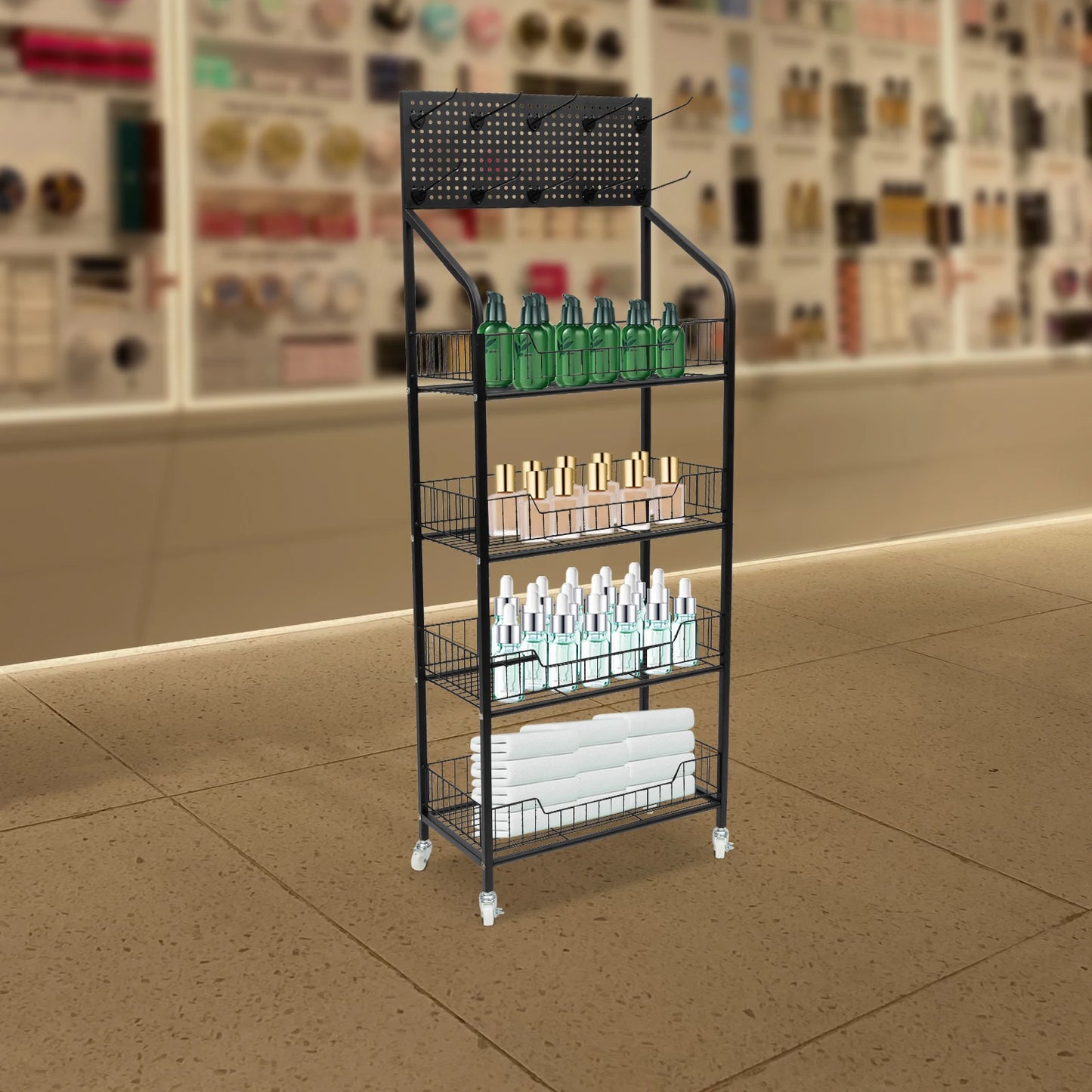 Each Tier 4-Tier Rolling Cart With Locking Wheels Kitchen And Retail Display For Kitchen And Retail Store Use