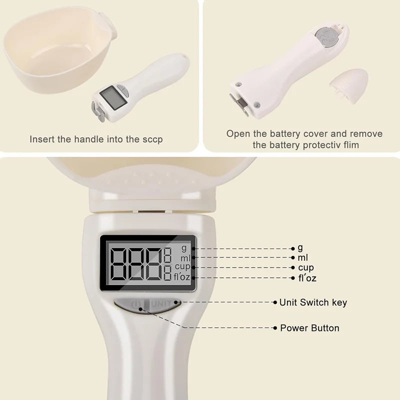 LCD Digital Measurement Adjustable Weighing Spoon Kitchen Scale Electronic Measuring Spoon Coffee Powder Scale Baking Scale Pet