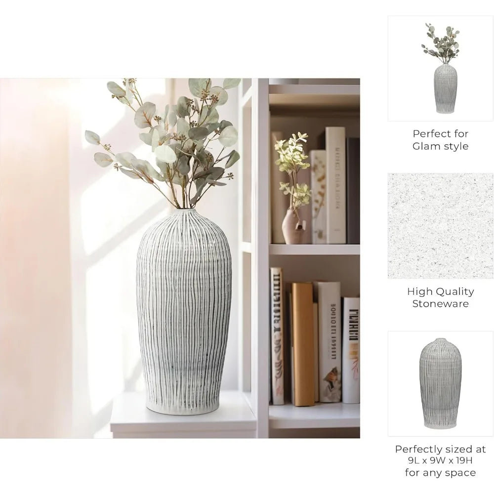 DAFIFY Decorative Ceramic Vase Modern Flower Vessel For Living Room