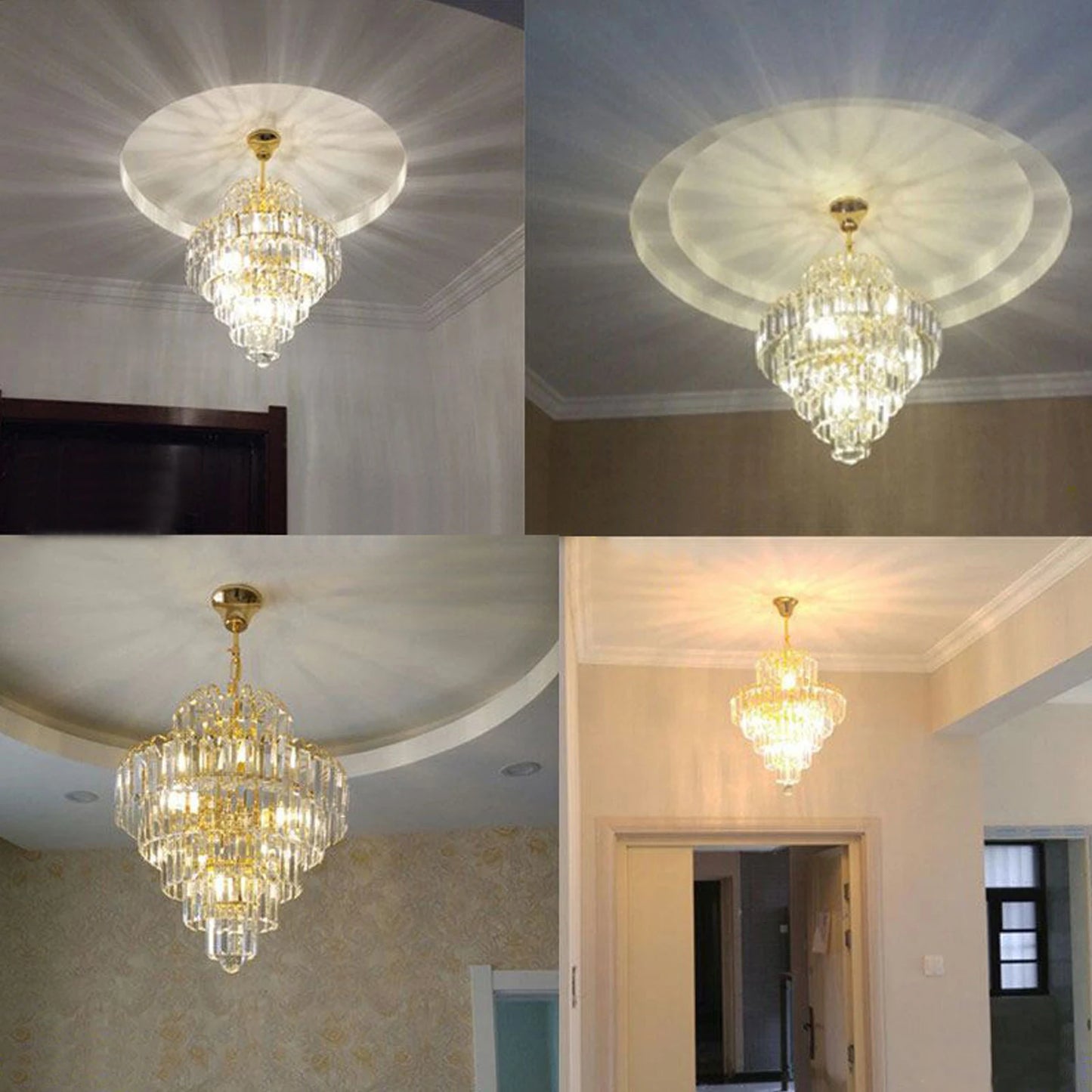 Bymaocar Luxury Crystal Chandelier E14 Pendant Light