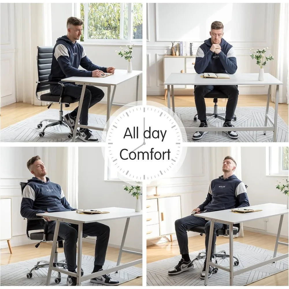 Home Office Chair Ribbed Leather ErgonomicallyDesigned Executive Desk Chair ProlongedUse