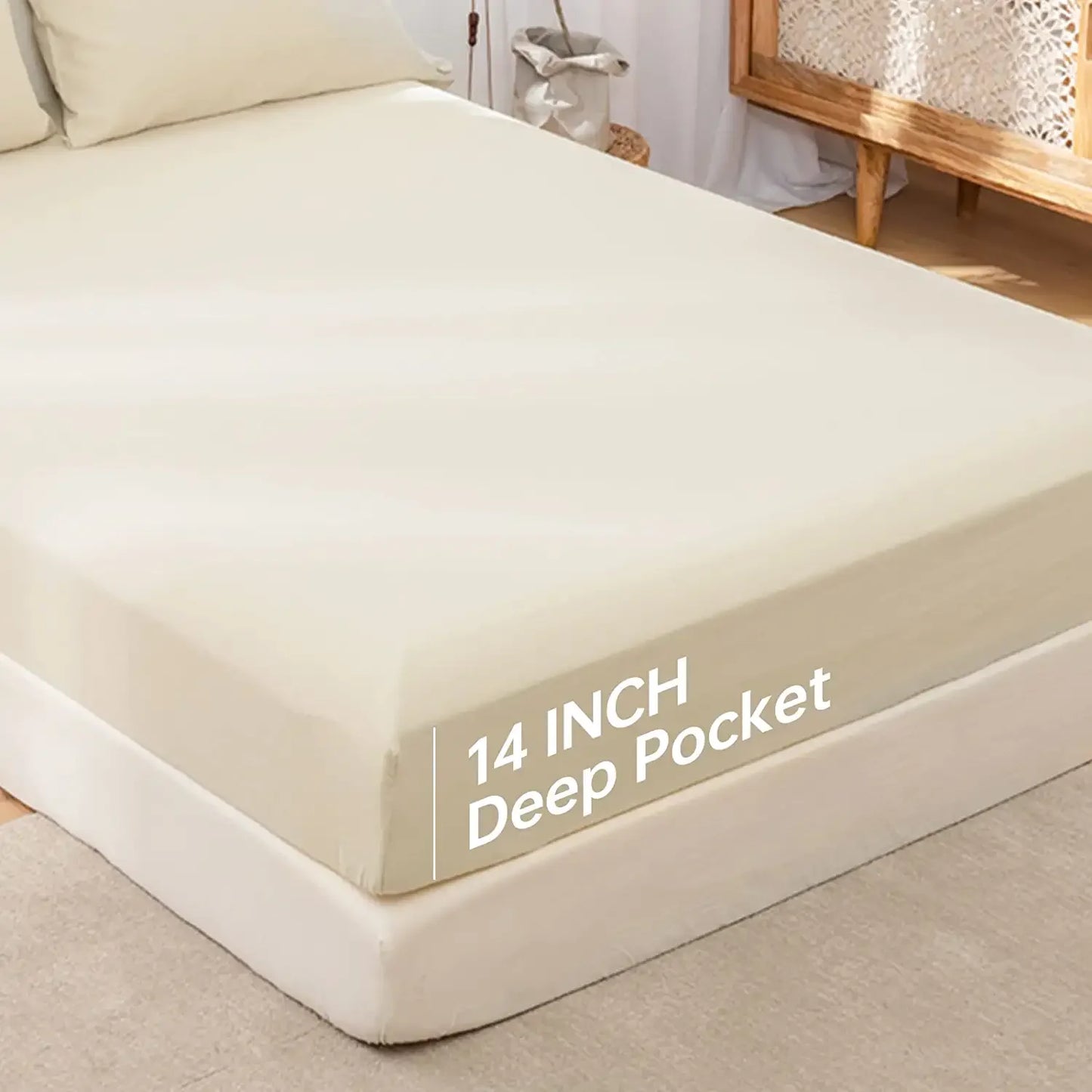 Simple Opulence Linen Cotton Blend Fitted Sheet Soft Breathable Bedding