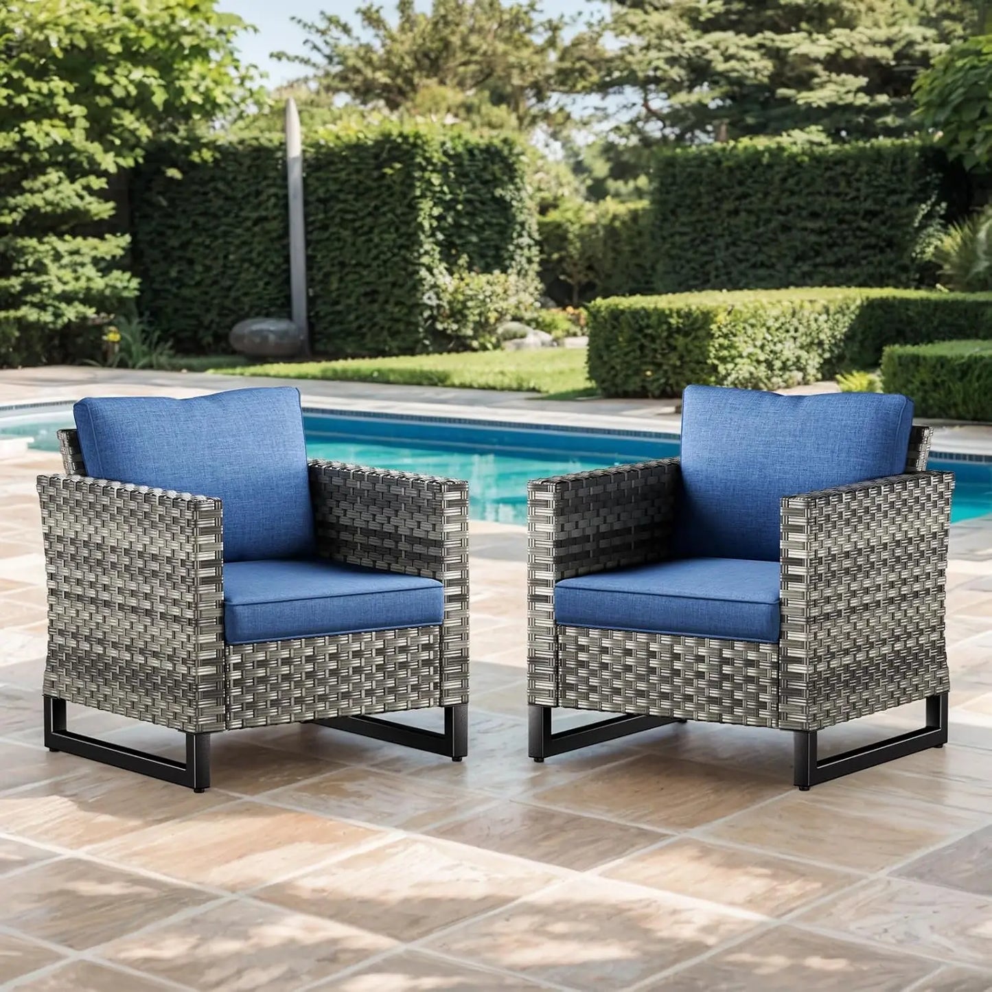 ANGDUO Weathersealed Resin-Wicker PatioOutdoor Swivel Glider Chairs With Side Table