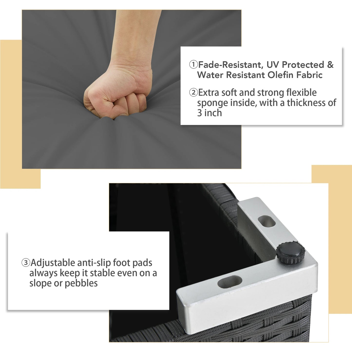 Naga Bahna Outdoor Patio Sectional Sofa Set With Cushions