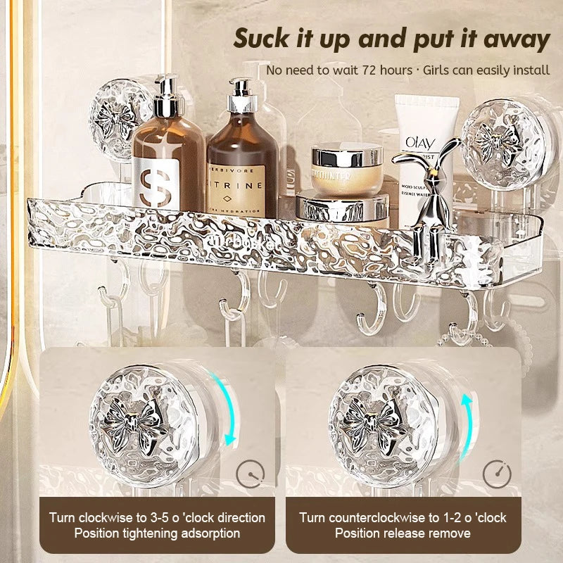 Big Red House Nonperforated WallMounted IndustrialGrade SuctionCup Bathroom Storage Rack