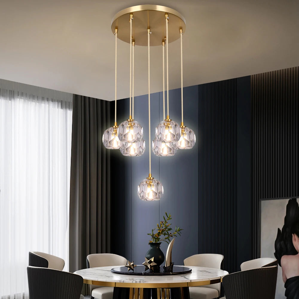 VETRULUS Crystal Pendant Ceiling Light for Modern Living Room