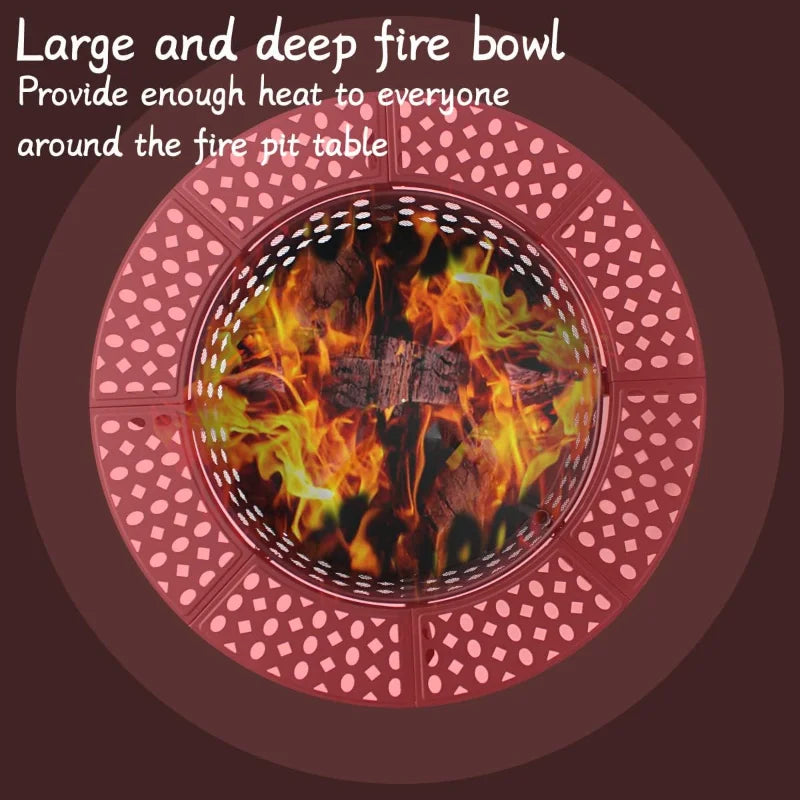 Outdoor Wood Burning Fire Pit With Two Grills Lid Poker And Waterproof Cover Included