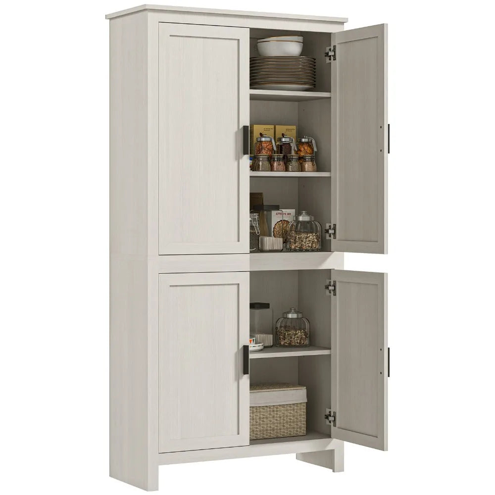 Kitchen Freestanding Pantry Cabinet With Five-Tier Shelves For Home Organization