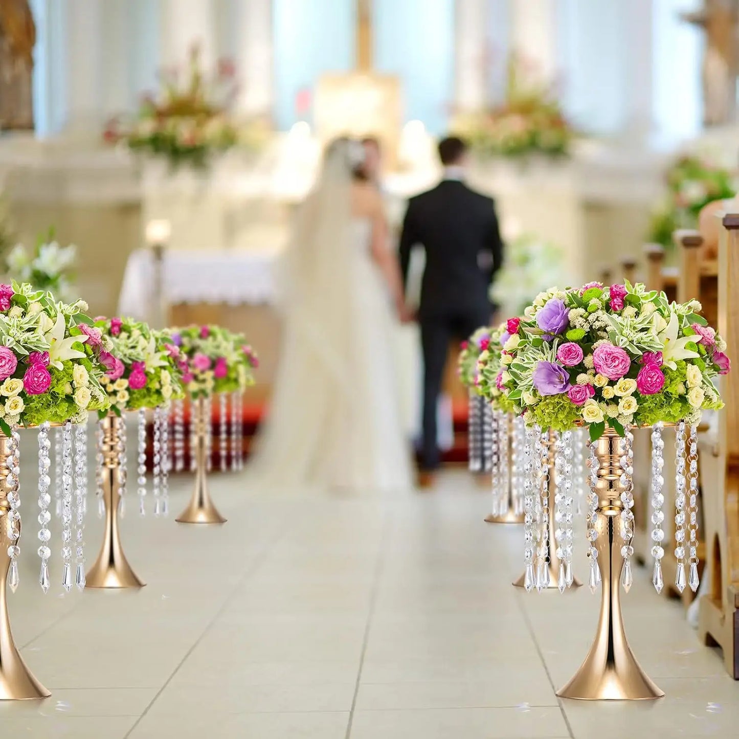 Hign-concerned Crystal Flower Stand Wedding Centerpieces 4 Pcs