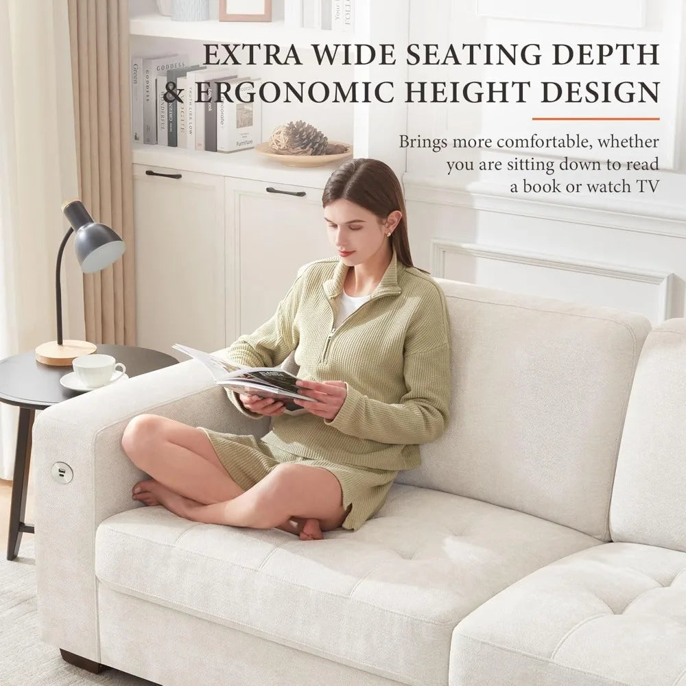 HUANZHUANG Luxury Ihanherry Modern Sofa With USB Type-C Port