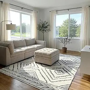 Hign-concerned Area Rug MachineWashableNonSlip UltraSoft LowPilePattern Western Tribal LivingRoom Entryway