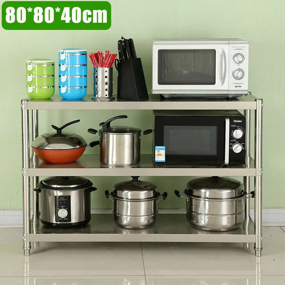 Column 3-Tier Adjustable Stainless Steel Kitchen Shelf Stand