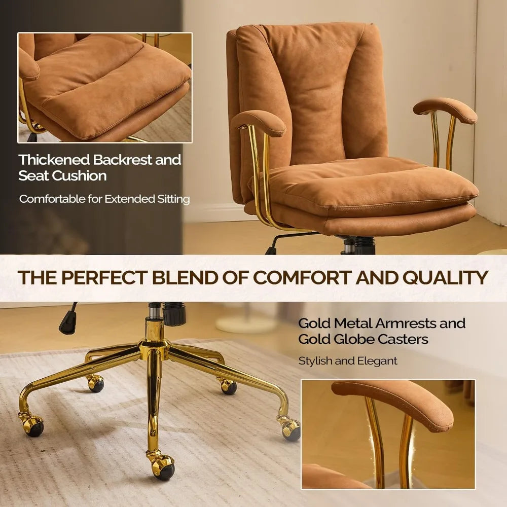 DAFIFY Comfortable Home Office Desk Chair With Wheels Removable Armrests Adjustable Swivel Backrest