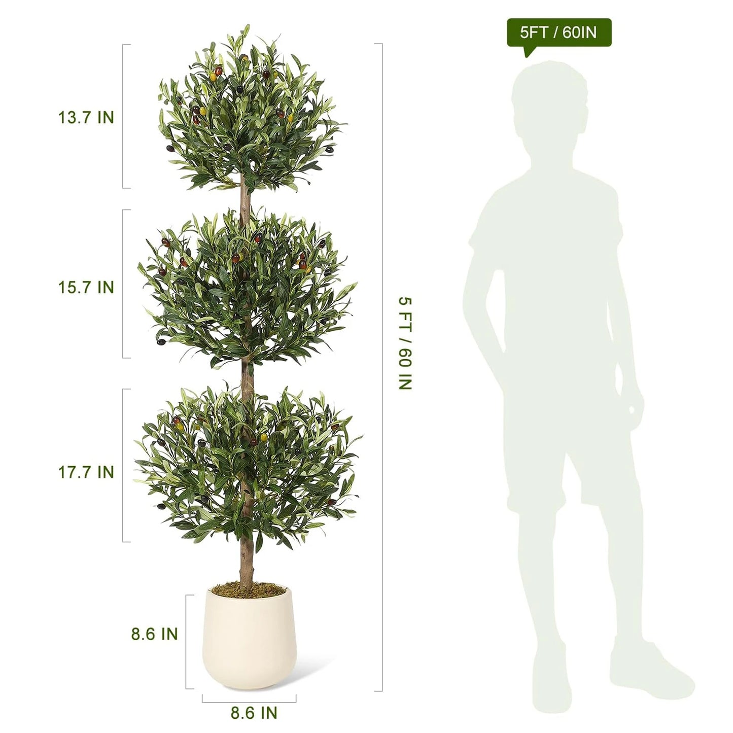 HiMISSCN Artificial Olive Tree In Planter For Home Office Decor