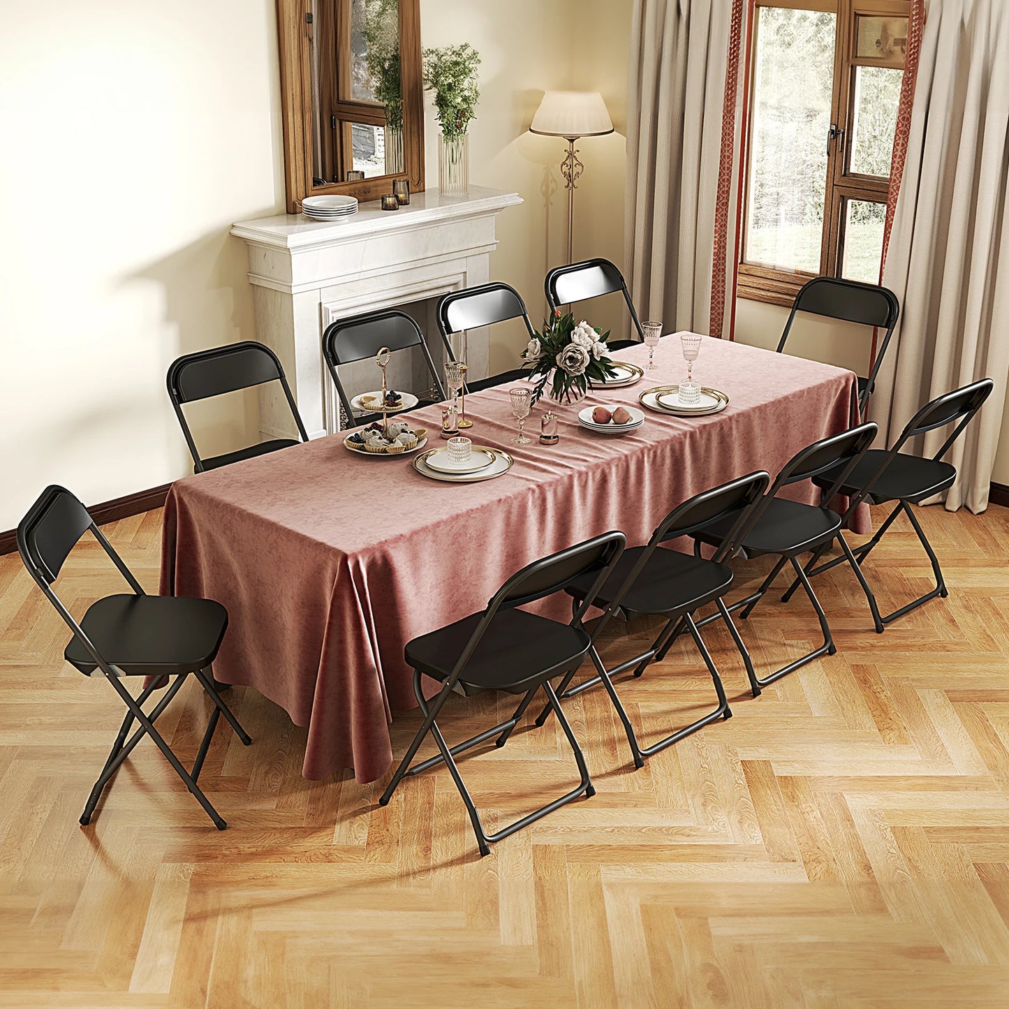 JHK Plastic Folding Chair 4 Pack Lightweight Indoor Outdoor