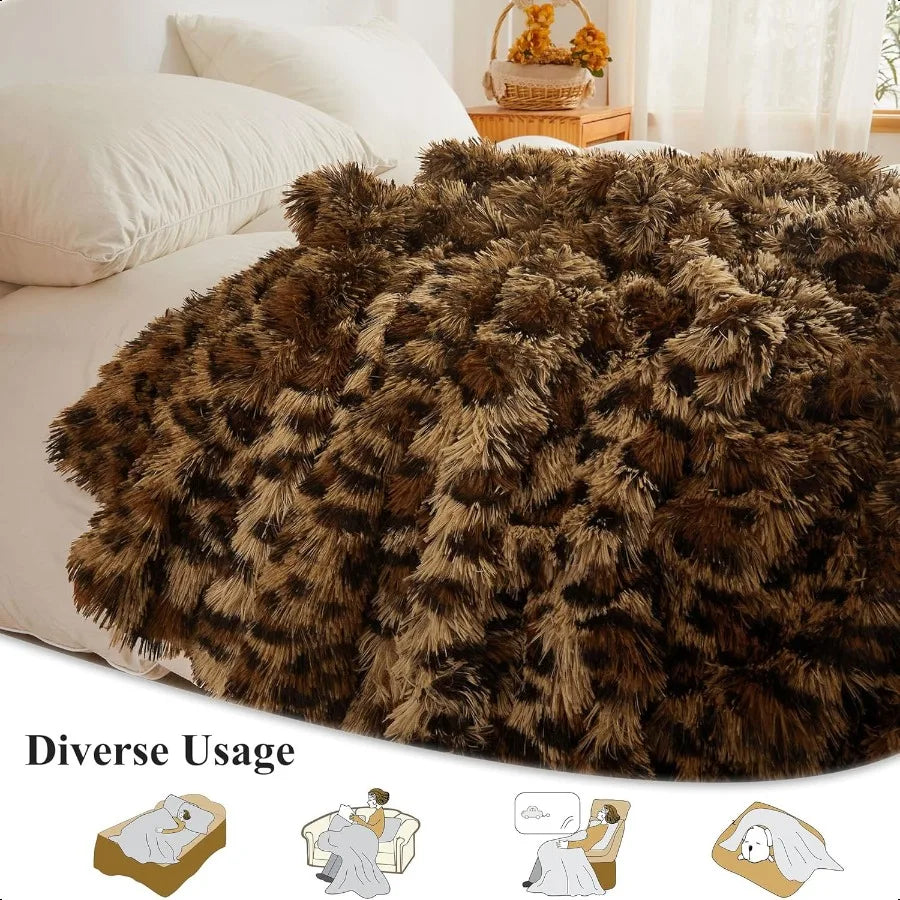 Guangdong Leopard Print Coral Fleece Throw Blanket For Couch Decor