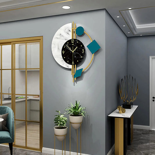 Feature Marble Nordic Wall Clock Luxury Silent Battery Operated