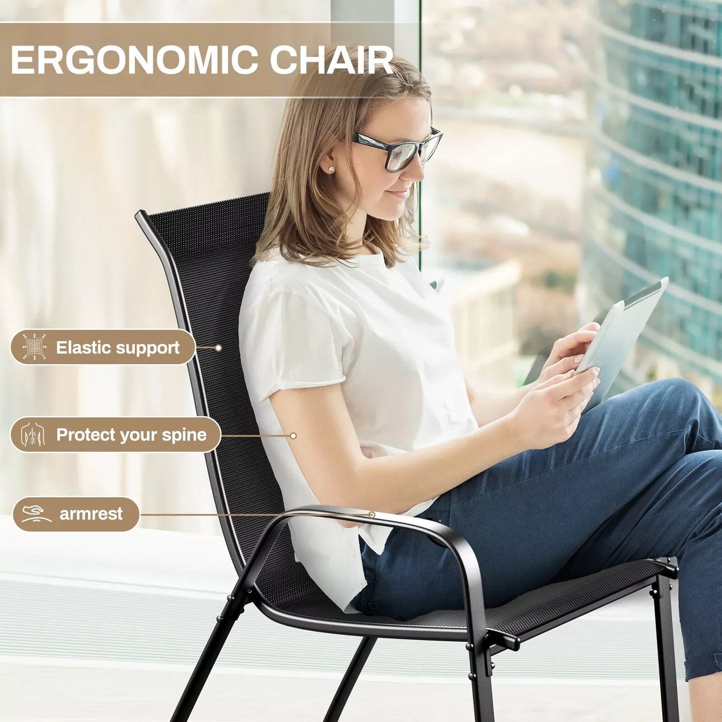 General Weather Resistant Outdoor Patio Dining Set With Durable PremiumTextileneChairs