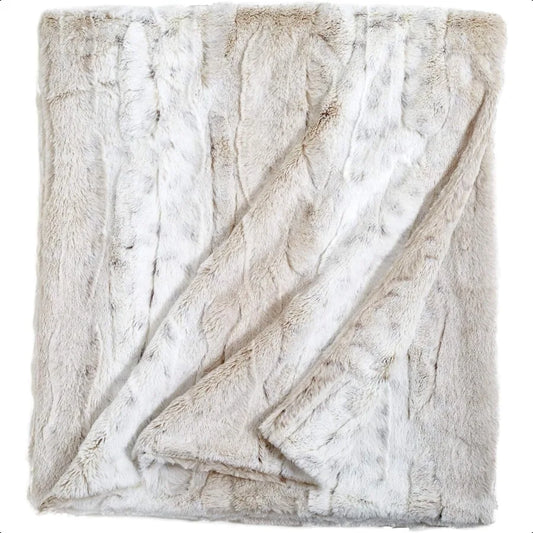 Leopard Luxury Faux Fur Throw Blanket Plush Warm Bedding