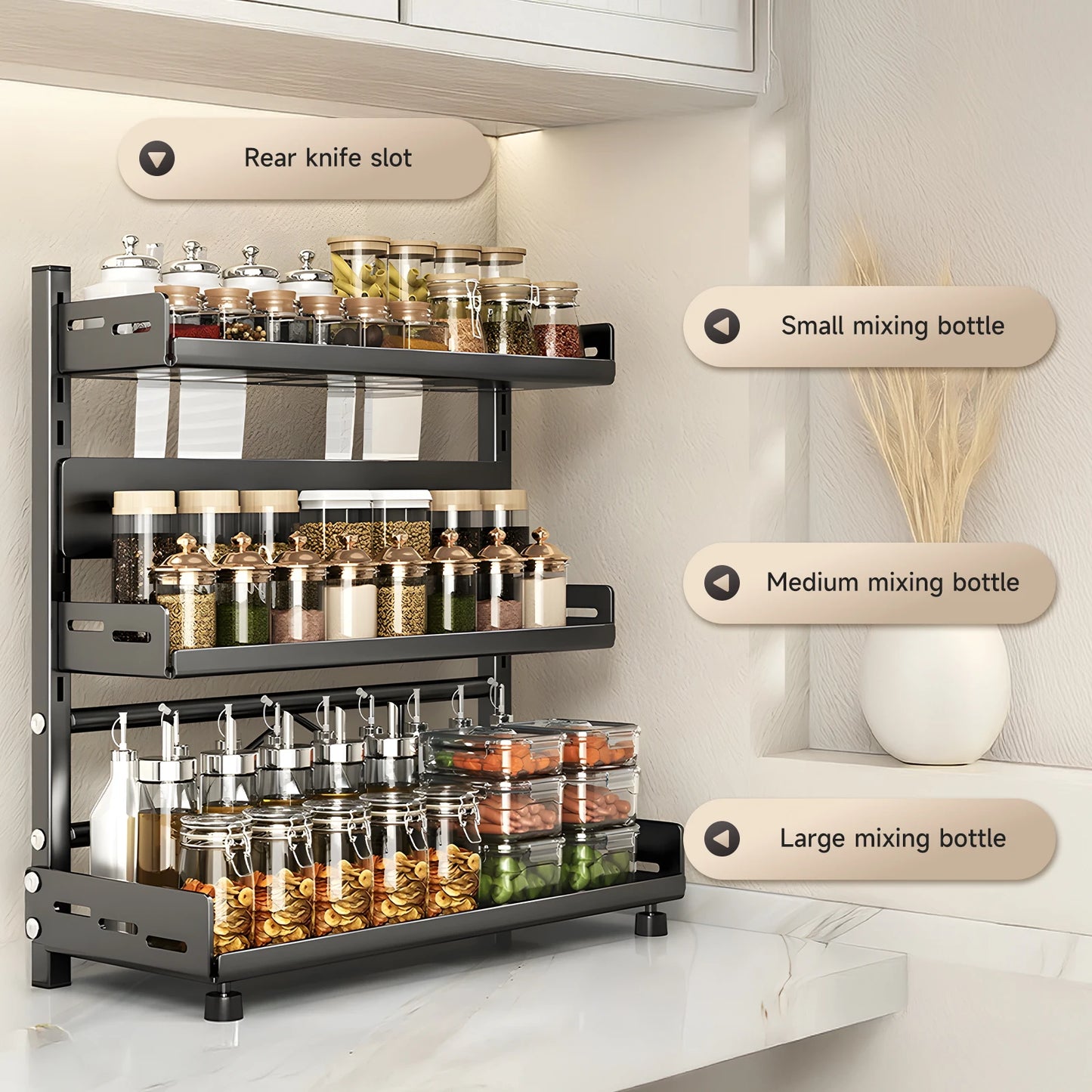 Hign-concerned Multi-Tier Spice Rack Countertop Organizer With Adjustable Shelves