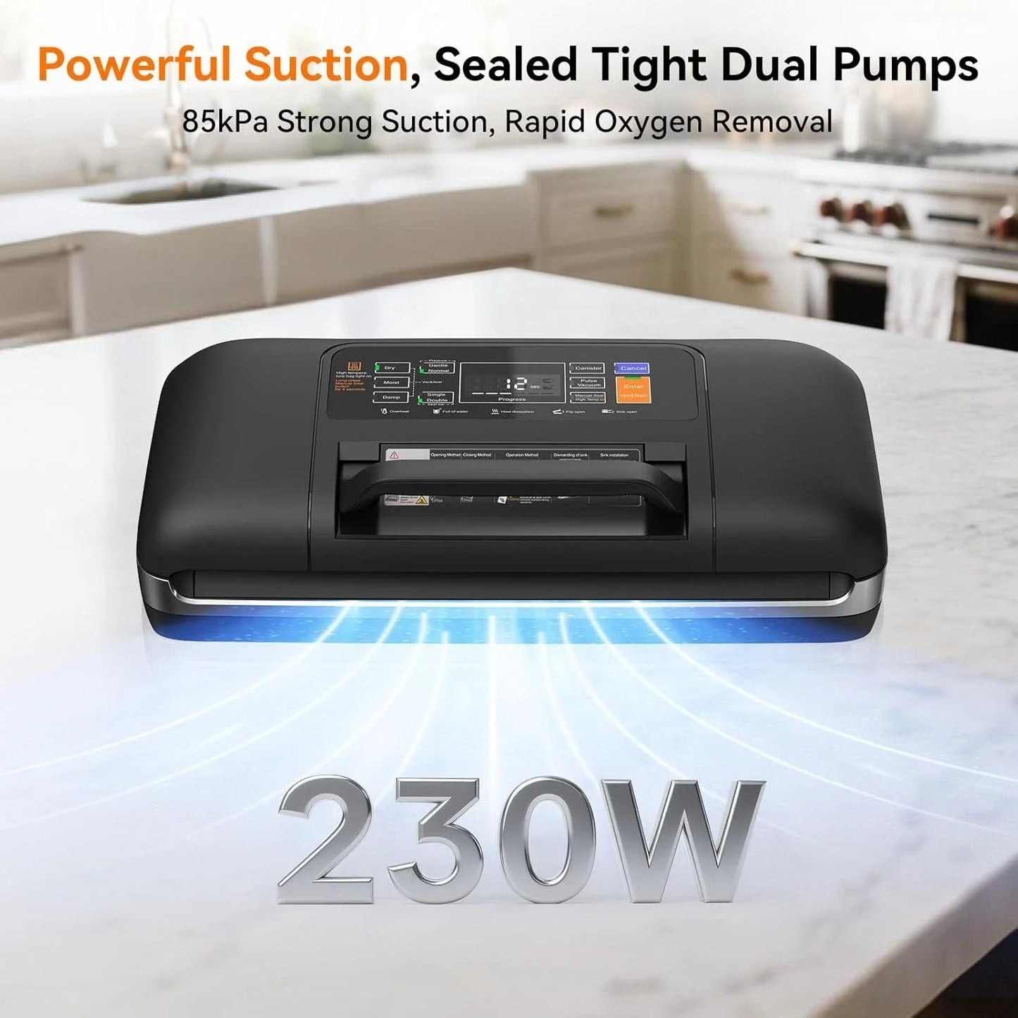 Vacuum Sealer Machine Double Pump Automatic Plastic Sealing Dry Wet Dual-Use Sealer Food Freshness Preservation Machine 85Kpa