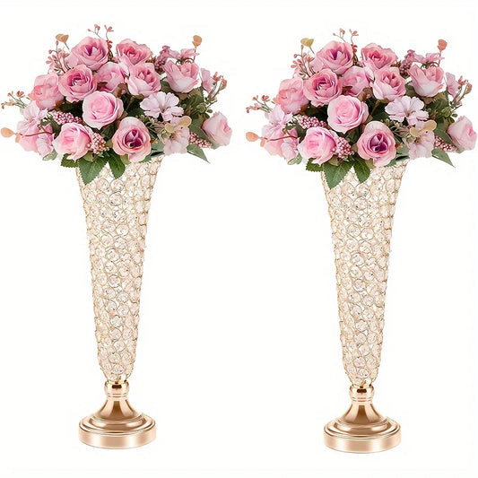 Function Crystal Vases Pair Centerpiece For Dining Table Decor
