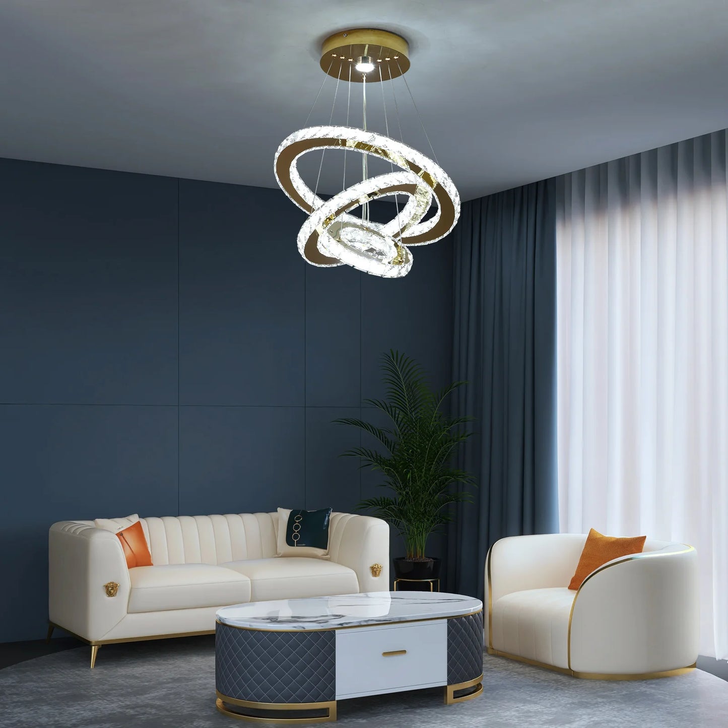 VETRULUS Crystal Chandelier For Hall Living Room LED Ceiling Light