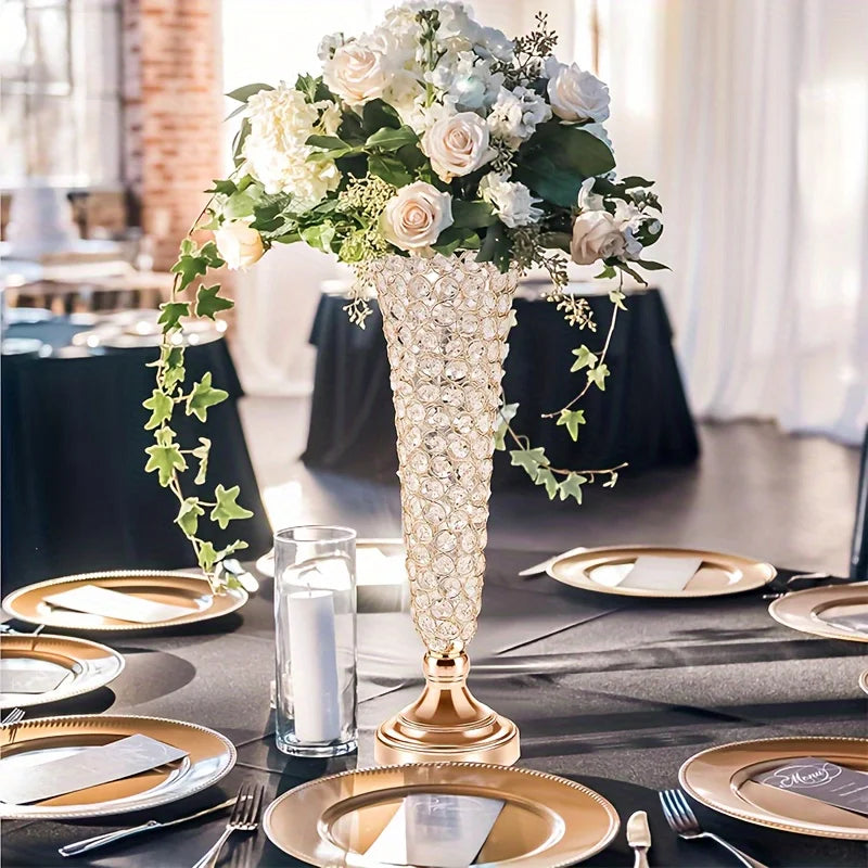 Function Crystal Vases Pair Centerpiece For Dining Table Decor