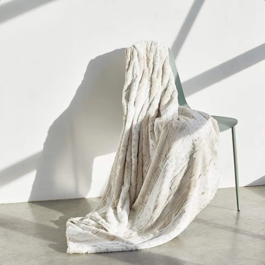 Leopard Luxury Faux Fur Throw Blanket Plush Warm Bedding