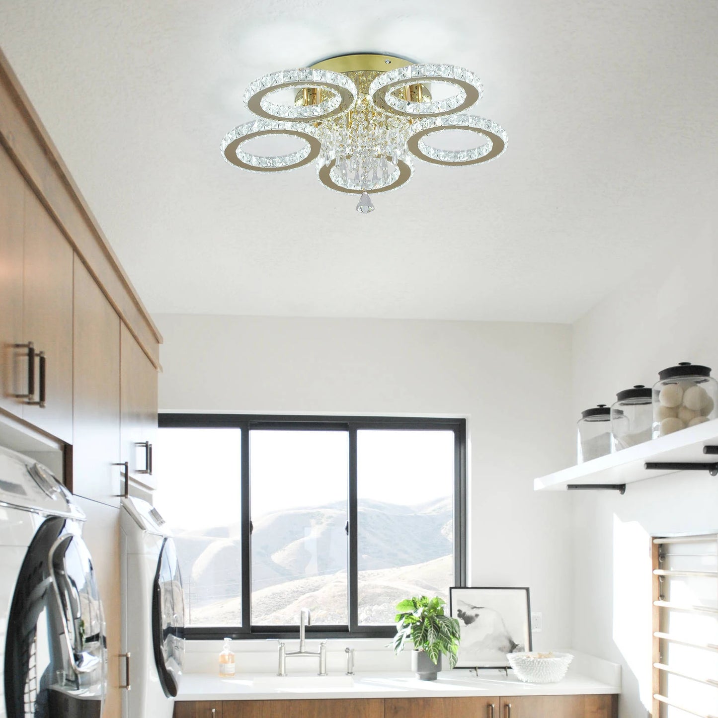 VETRULUS LED Crystal Ceiling Light Chandelier for Living Room