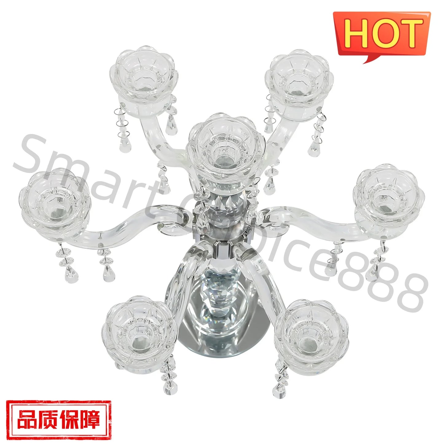 Bymaocar 7 Arms Crystal Candelabra Wedding Centerpiece Candle Holder
