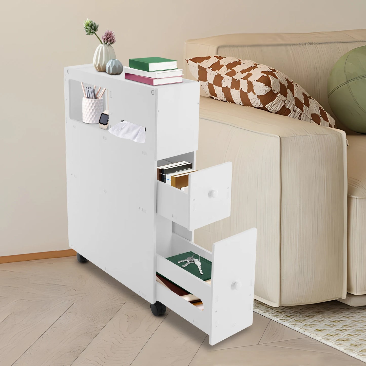 Hign-concerned Premium Bathroom Storage Cabinet Narrow Floorstanding With Drawers