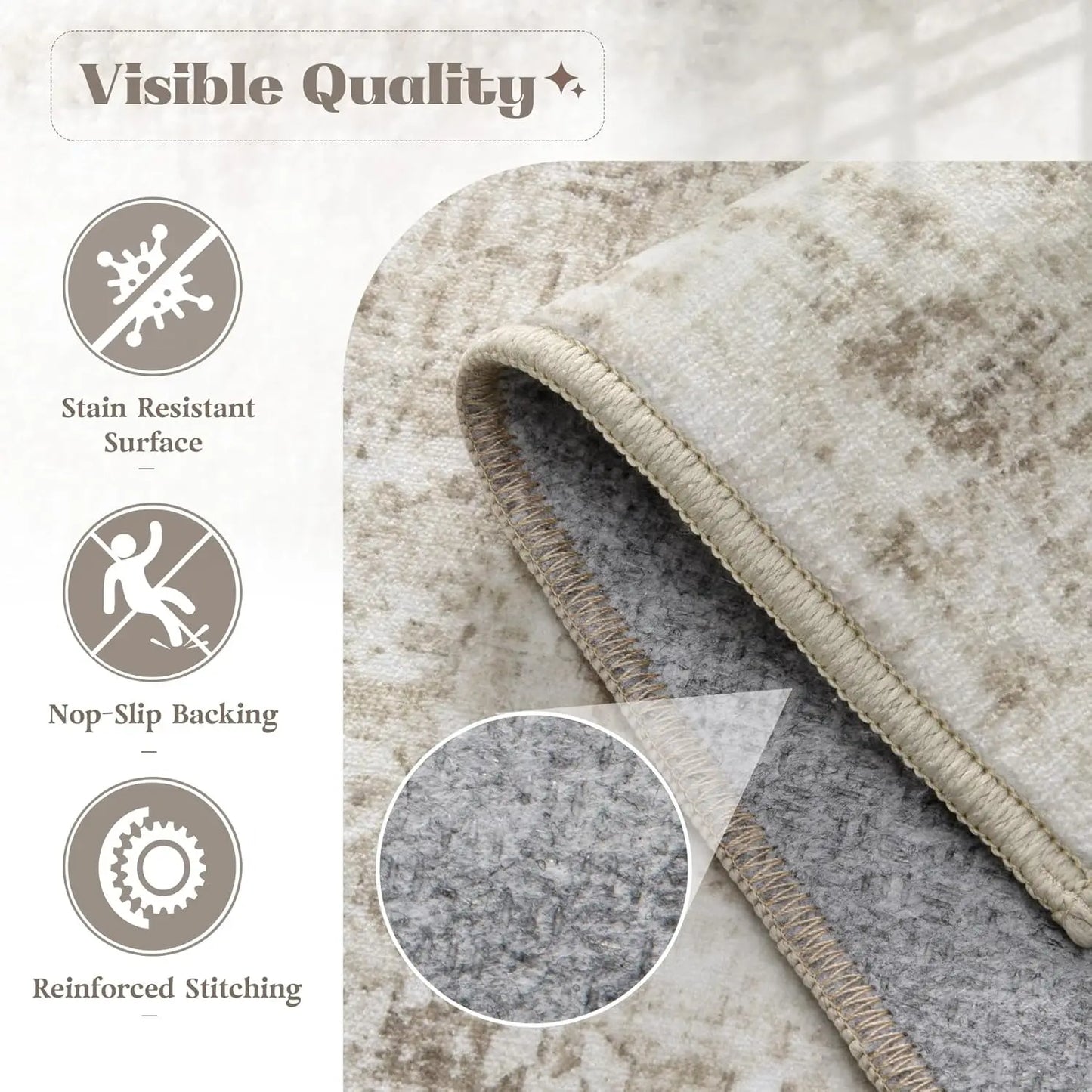 Vintage Boho Medallion Rugs Washable Soft Low-Pile Non-Slip Indoor Carpet