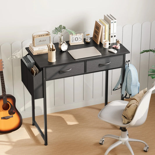 JHK Modern Office Desk With Fabric Storage Drawers