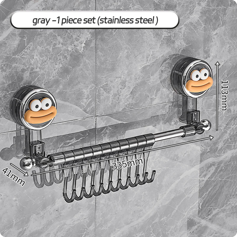 Big Red House Wall-Mounted Non-Perforated Towel-Bar Bathroom Storage-Rack Organizer