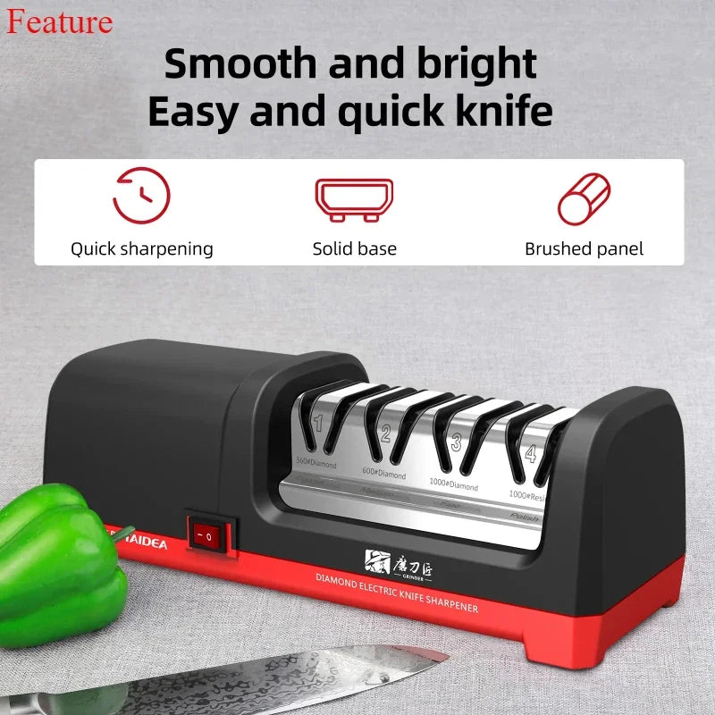 TAIDEA Top Level TG2102 Electric Diamond Steel Sharpener With  4 Slot For  Kitchen Ceramic Knife
