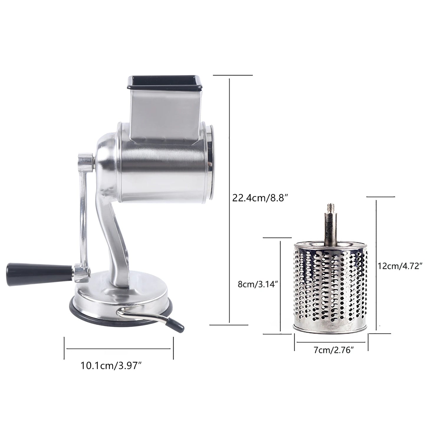 Rotary Grater Food Mills Grinder Set With 5 Drum Manual Rotary Vegetable Slicer Cutter Stainless Steel Kitchen Grater