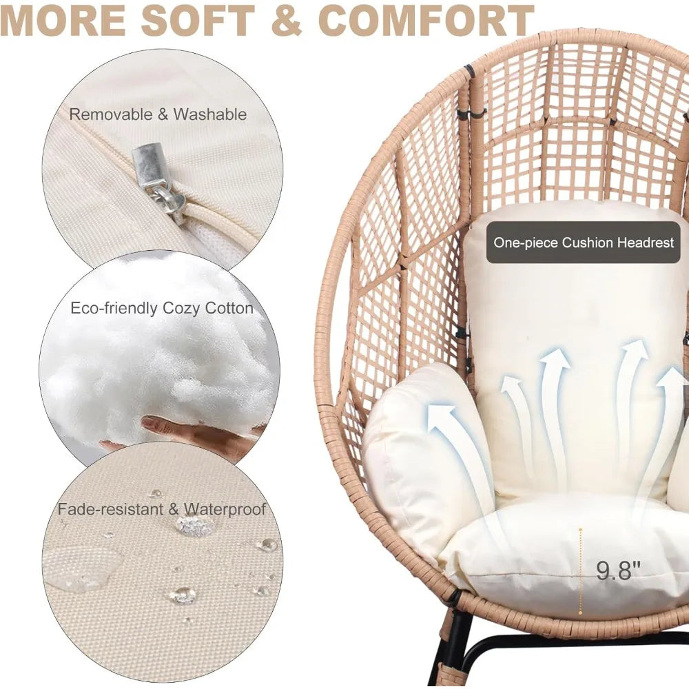 Outdoor IndustrialStrength Wicker Egg Chair With Capacity500lbs AlloyAllweather Stand Lounger