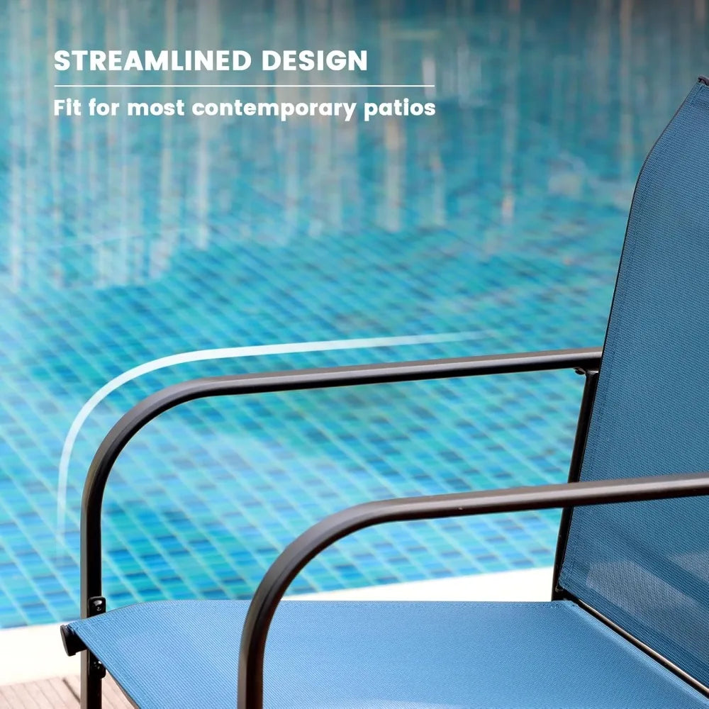 7-Piece Outdoor Patio Dining Set Weather-Resistant Powder-Coated Stackable Chairs