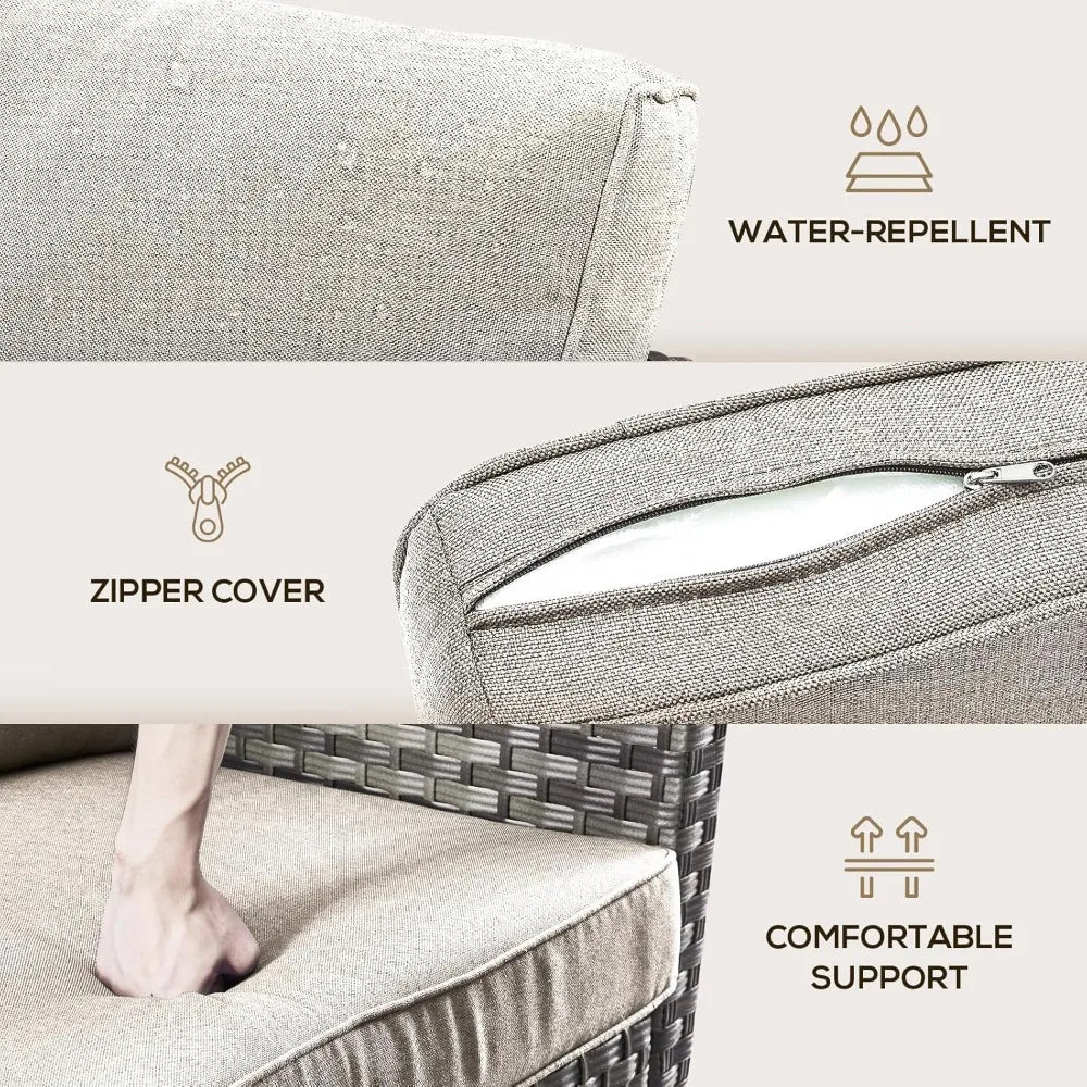 ANGDUO Weathersealed Resin-Wicker PatioOutdoor Swivel Glider Chairs With Side Table