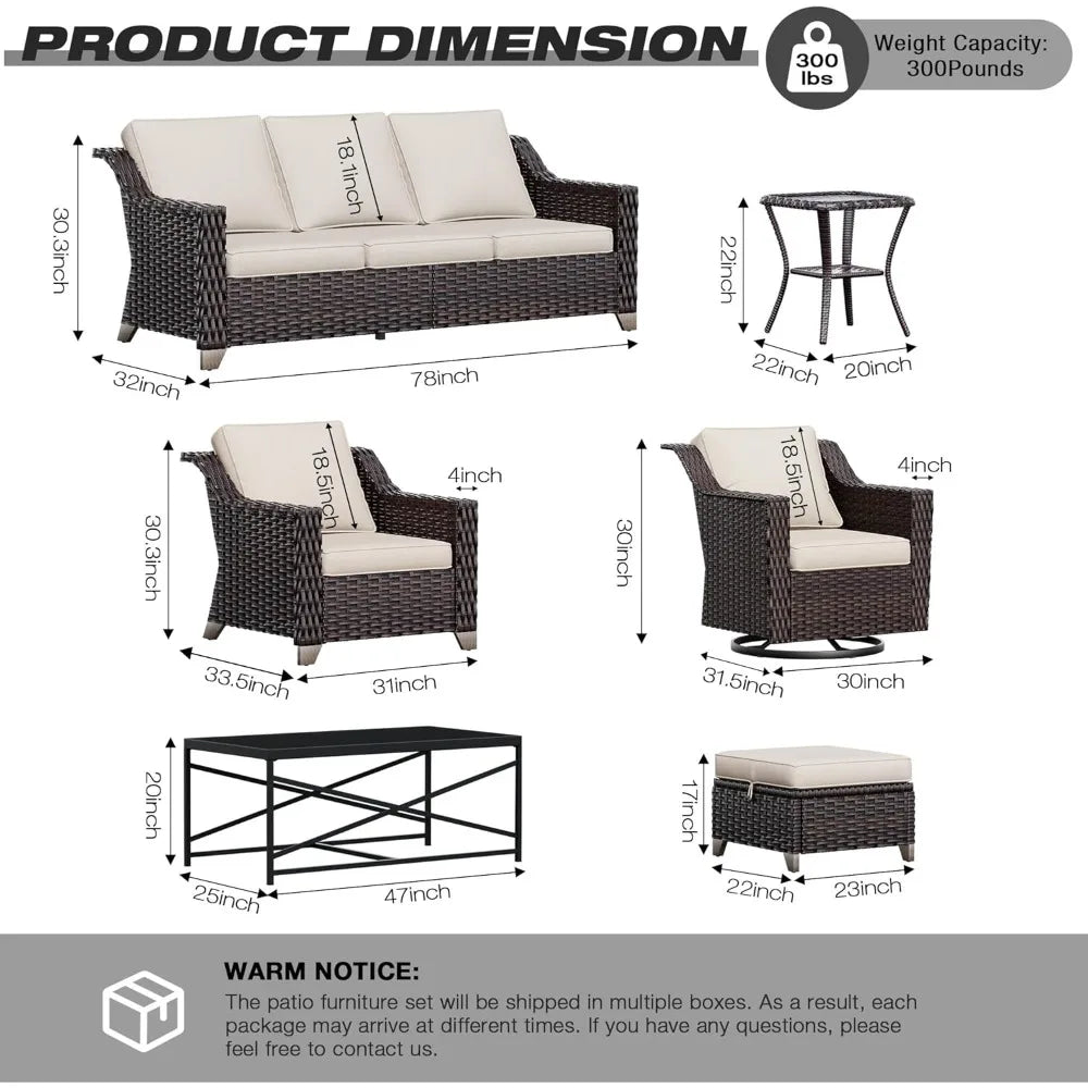 ANGDUO Wicker Patio Furniture Set Swivel Rocking Chairs