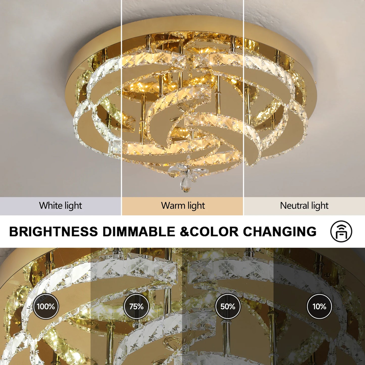 GreeLustr Flower LED Crystal Ceiling Chandelier Lighting Fixture