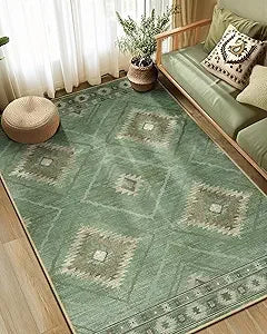 Hign-concerned Area Rug MachineWashableNonSlip UltraSoft LowPilePattern Western Tribal LivingRoom Entryway