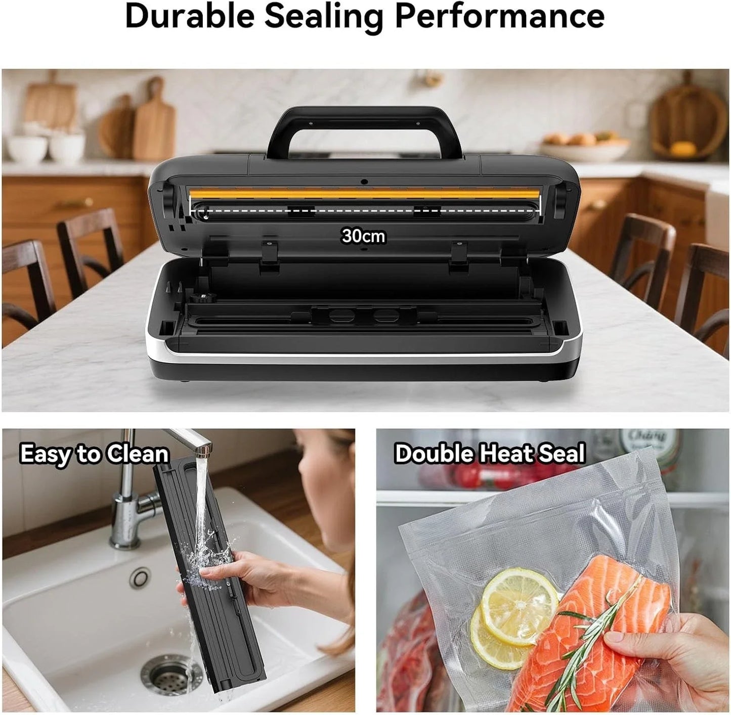 Vacuum Sealer Machine Double Pump Automatic Plastic Sealing Dry Wet Dual-Use Sealer Food Freshness Preservation Machine 85Kpa