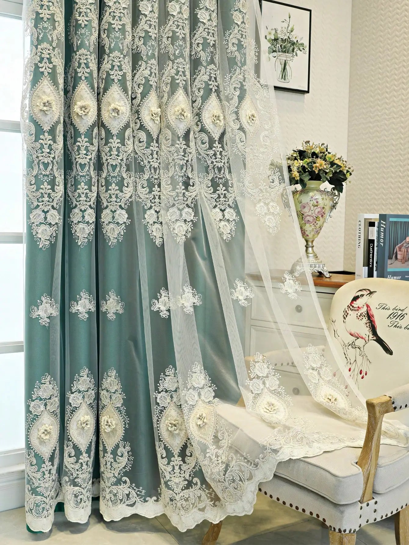 Zhejiang Luxury Vintage Embroidered Curtains 3D Relief