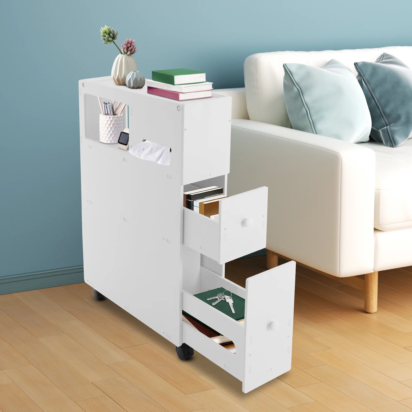Hign-concerned Premium Bathroom Storage Cabinet Narrow Floorstanding With Drawers